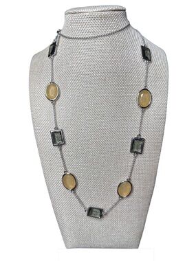 kate spade Long Two-Tone Station Necklace in Yellow and Green
